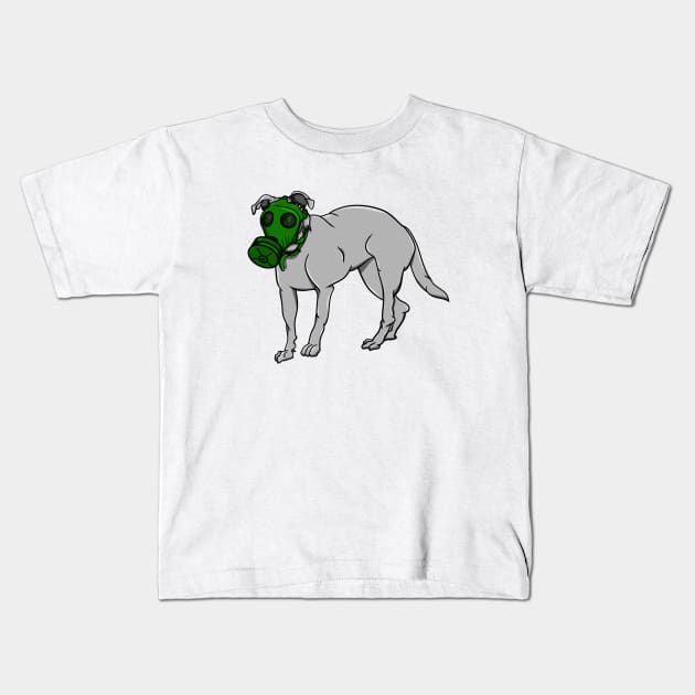 Dog Wearing A Gas Mask Kids T-Shirt by mailboxdisco